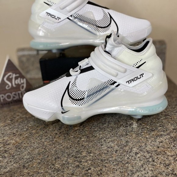 Nike Force Zoom Trout 7 White Black Baseball Cleats CI3134-102 Men's Size 8.5 - Picture 1 of 10